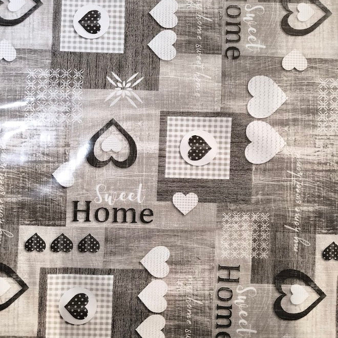 Fonott szívecske mintás viaszos vászon impregnált asztalterítő