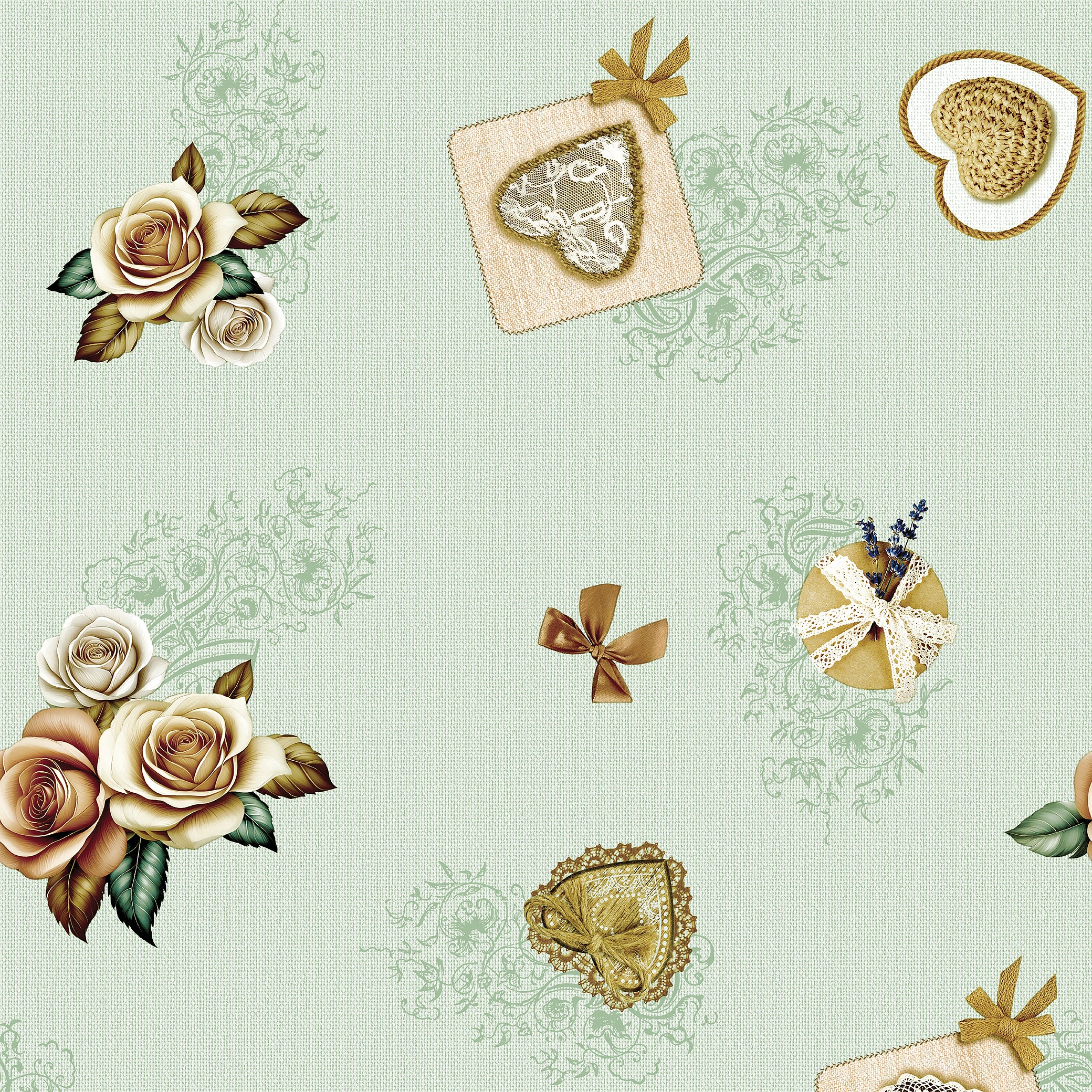 Arany rózsa mintás viaszos vászon impregnált asztalterítő