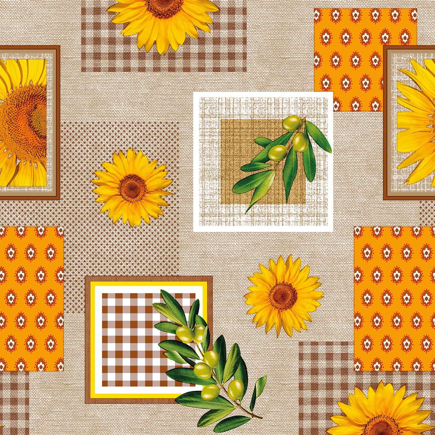 Napraforgó mintás viaszos vászon impregnált asztalterítő