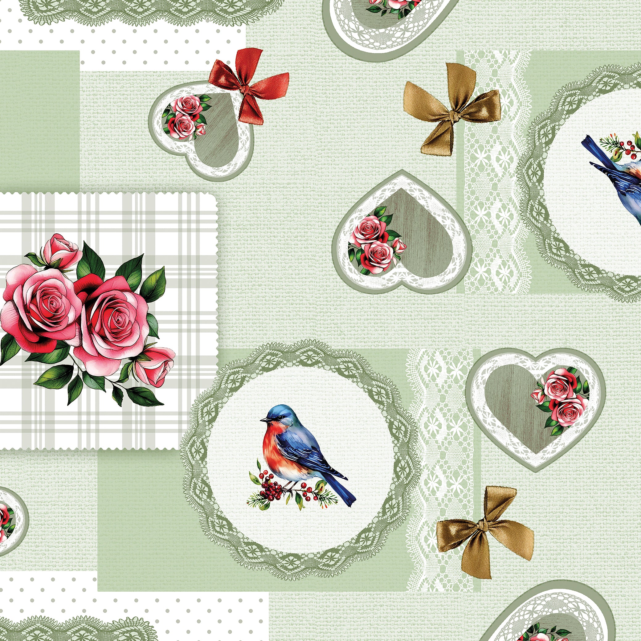 Szívecske mintás viaszos vászon impregnált asztalterítő