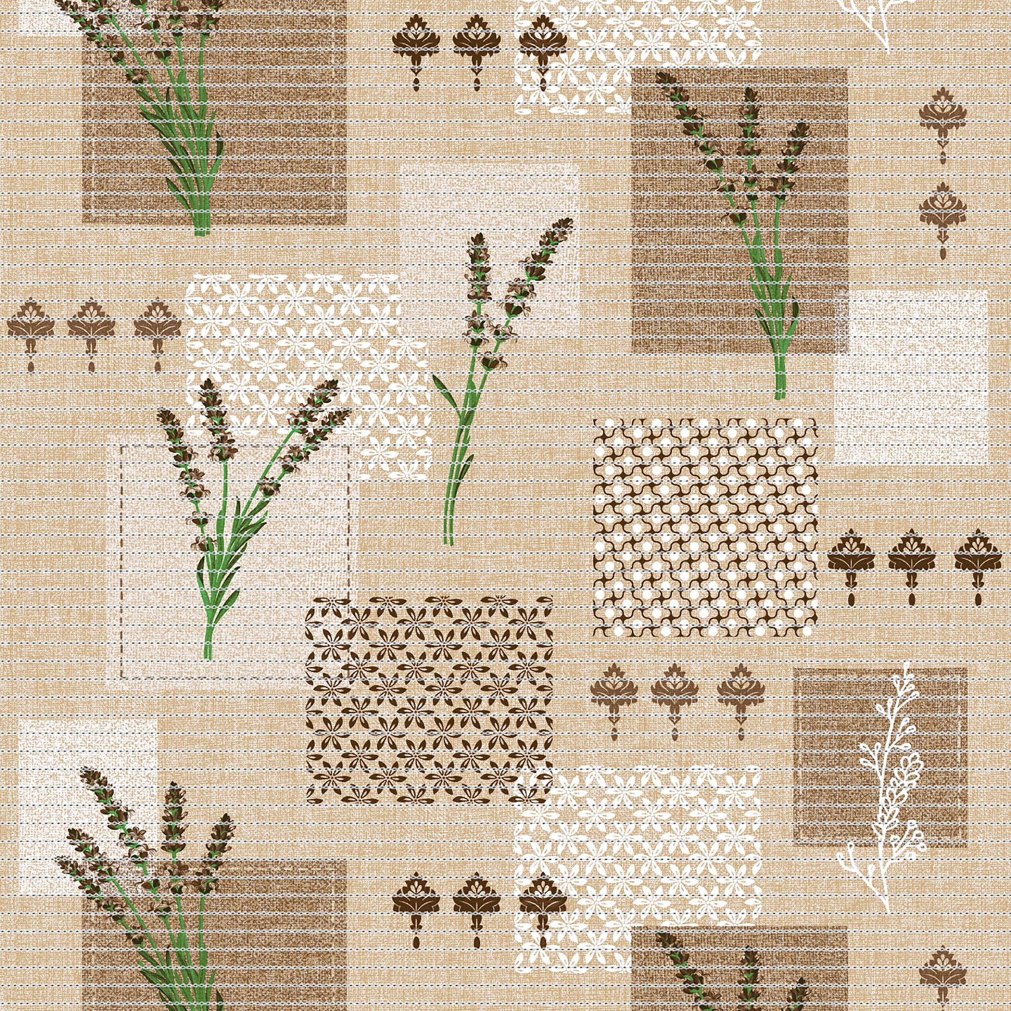 Fürdőszobai habosított pvc szőnyeg, levendula mintás , 65 cm széles