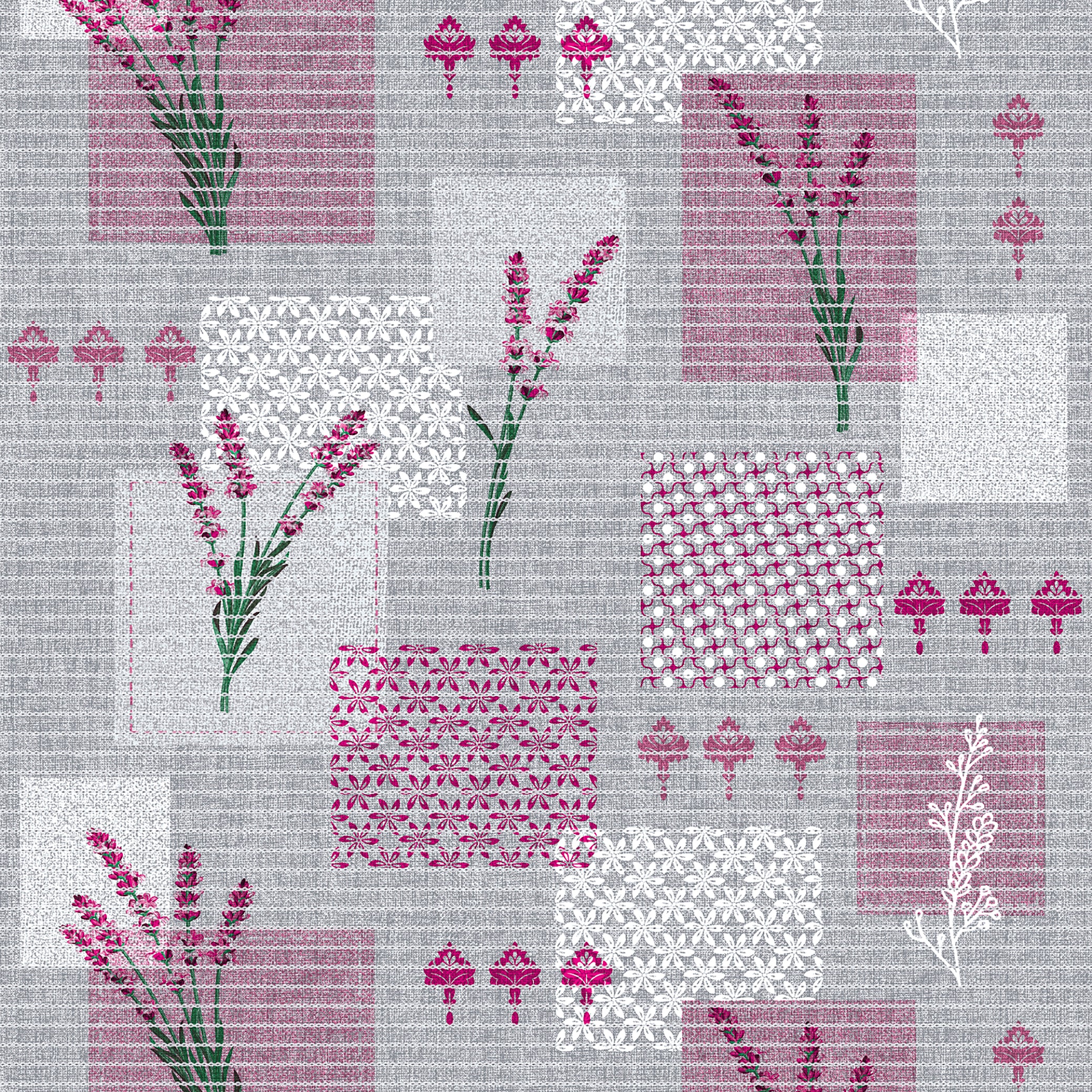 Fürdőszobai habosított pvc szőnyeg, levendula mintás , 65 cm széles