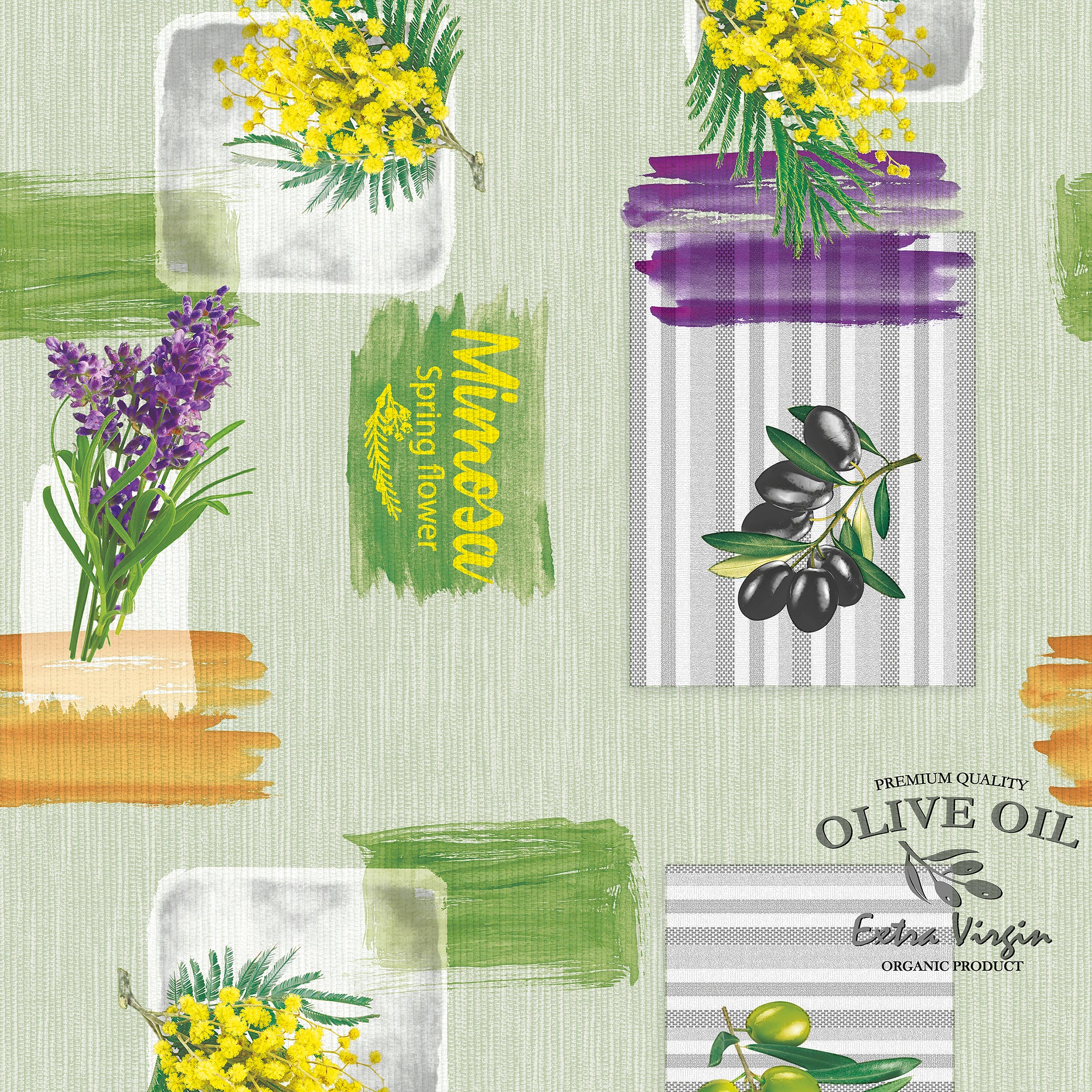 Olivás mintás viaszos vászon impregnált asztalterítő