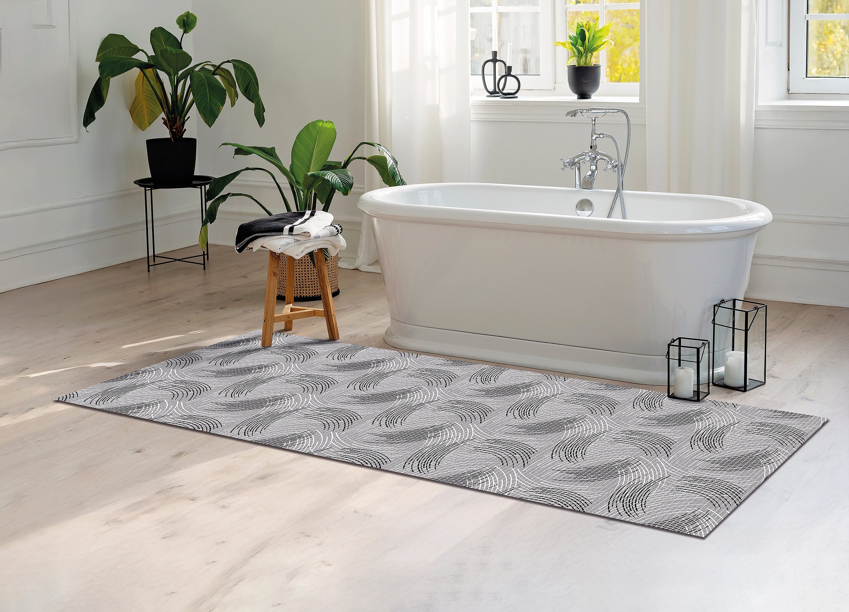 Fürdőszobai habosított pvc szőnyeg, lenyomat mintás , 65 cm széles