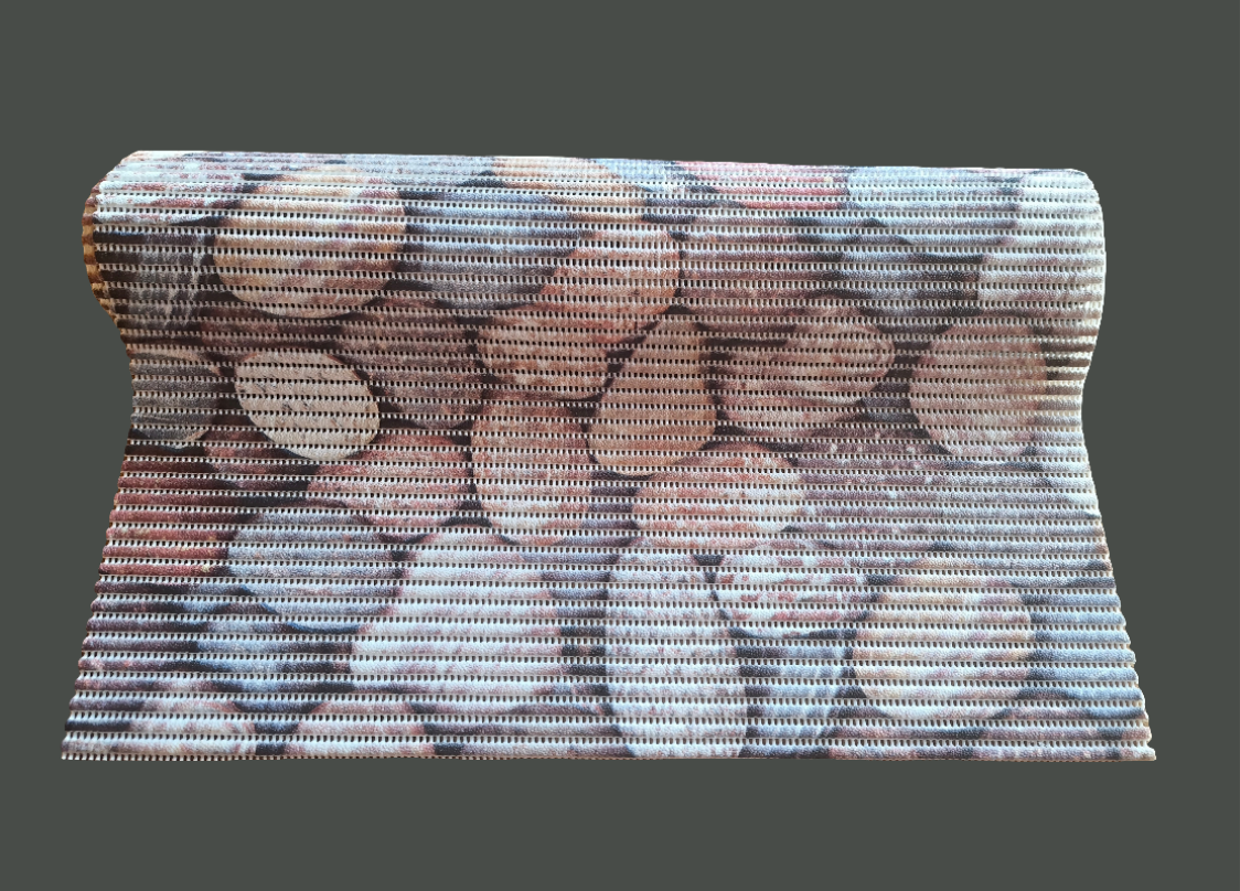 Fürdőszobai habosított pvc szőnyeg, színes kavics mintás, 65 cm széles