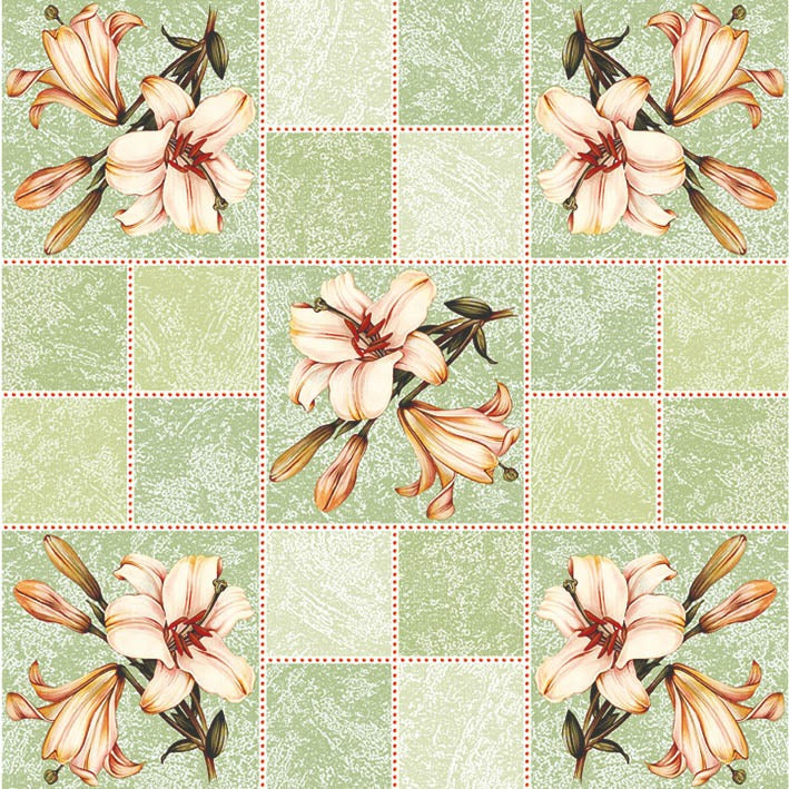 Kockás - Liliom mintás impregnált Asztalterítő Huzziyas Home