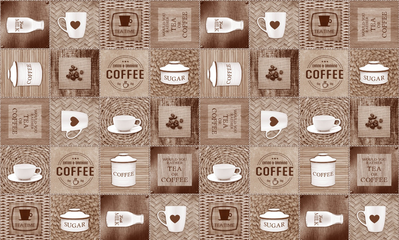 Kockás - Coffee impregnált Asztalterítő Huzziyas Home