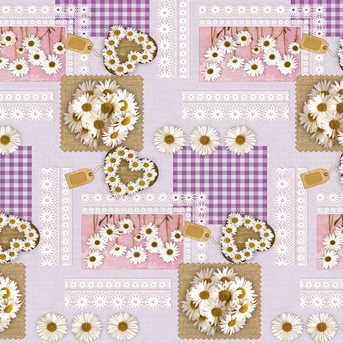 Kockás - Margaréta mintás impregnált Asztalterítő Huzziyas Home