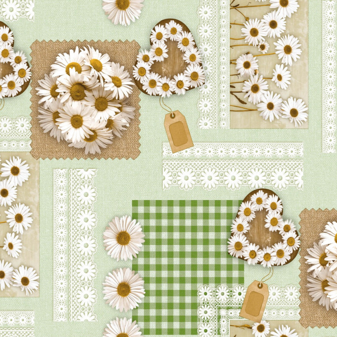 Kockás - Margaréta mintás impregnált Asztalterítő Huzziyas Home